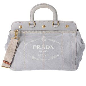 PRADA Canapa Handbag BN2045 Light Gray Denim
